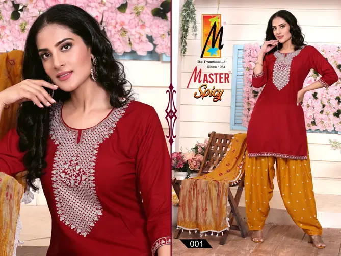 Master Spicy Rayon Fancy Ethnic Wear Ready Made Suit Collection